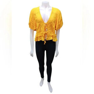 Asos EUC  Wrap Style Yellow S/S Blouse Size 12